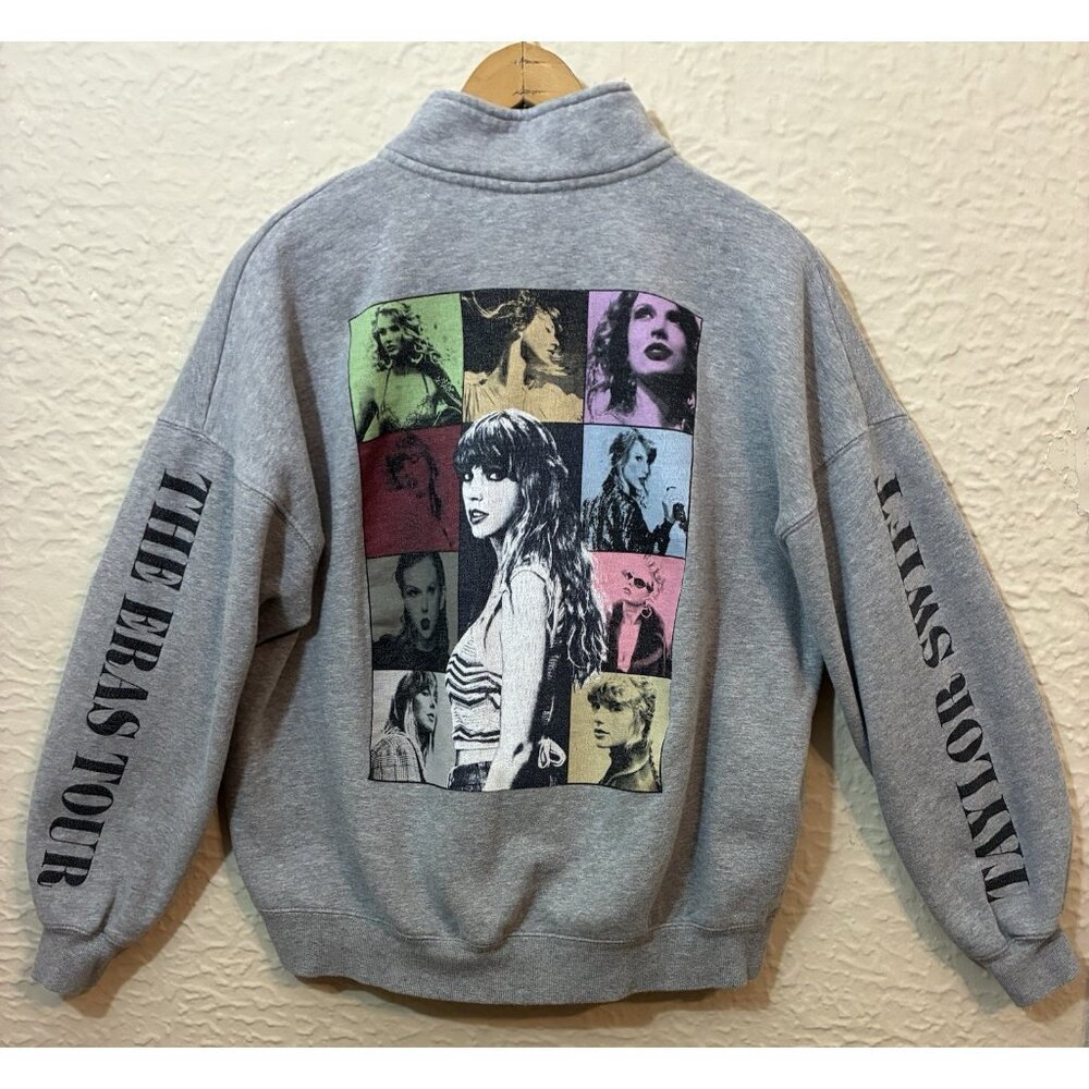 Taylor Swift The Eras Tour Exclusive Merch Gray Quarter Zip Sweater Sz S